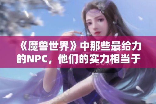 《魔獸世界》中那些最給力的NPC，他們的實(shí)力相當(dāng)于三個(gè)玩家的代入感