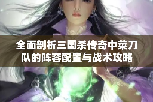 全面剖析三國殺傳奇中菜刀隊(duì)的陣容配置與戰(zhàn)術(shù)攻略