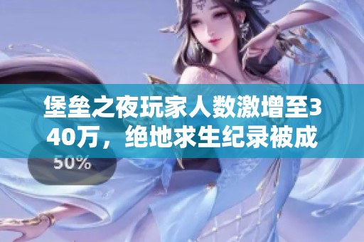 堡壘之夜玩家人數(shù)激增至340萬，絕地求生紀錄被成功打破